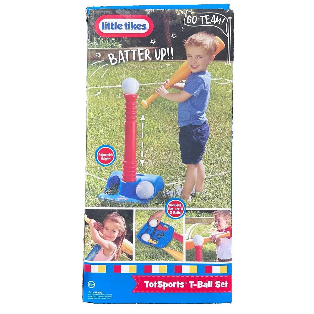 Little Tikes TotSports T-Ball Set Adjustable Tee Bat Open Box Ages 18M+